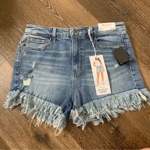 Celebrity Pink womens blue high rise festival jean shorts 9/29 NWT